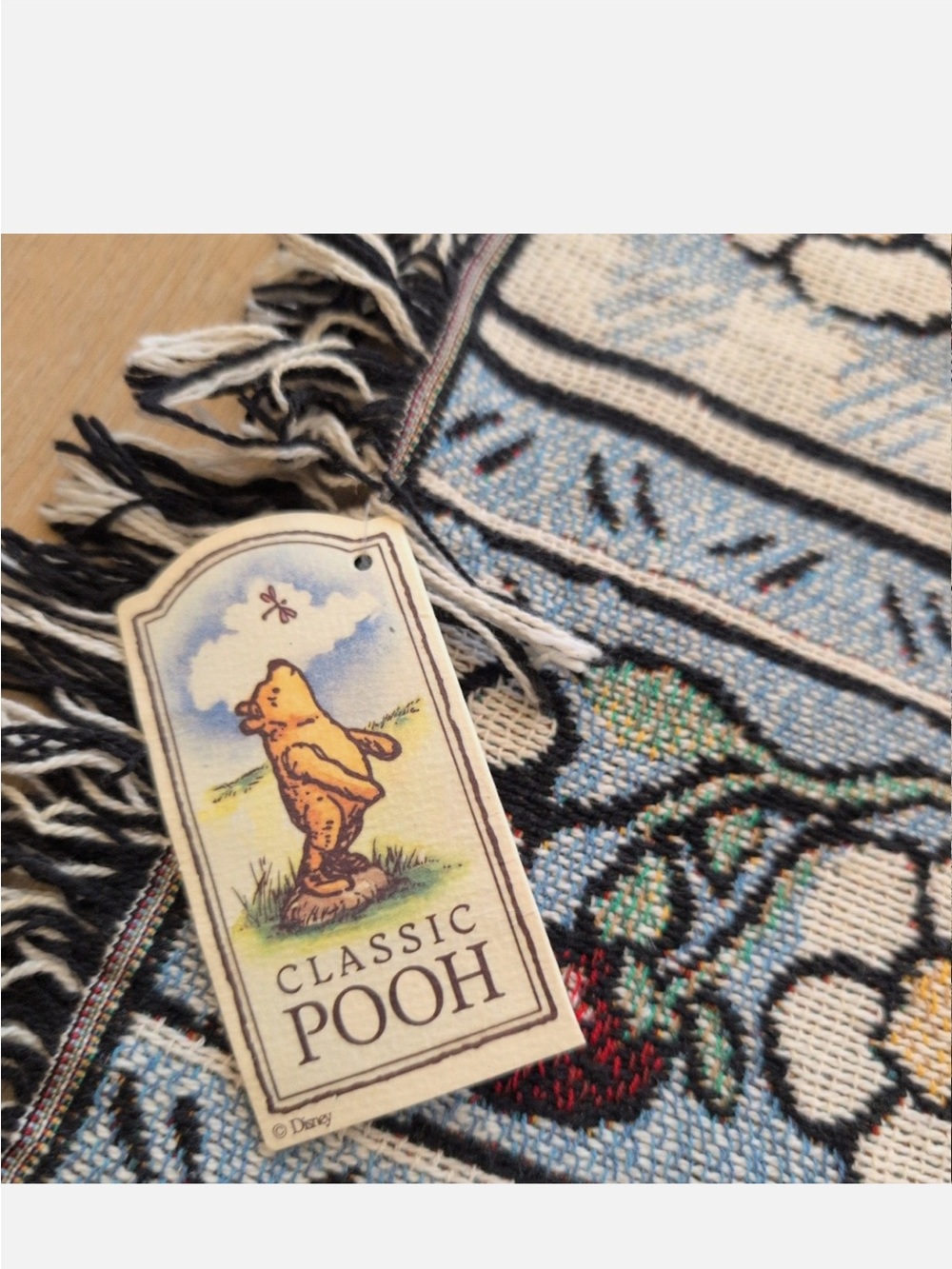 Classic Pooh Blue Woven Throw Pillow Cover